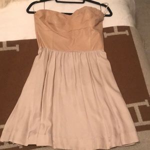 Rebecca Taylor strapless dress with lamb leather